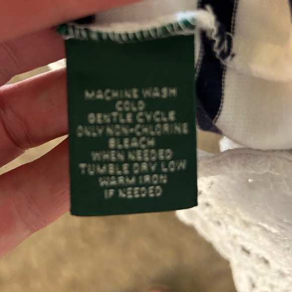 Lauren Jeans Company Ralph Lauren Navy/White Striped tank dress w/ crochet hem - Picture 4 of 11